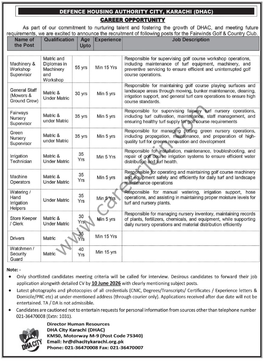 Defence Housing Authority City DHAC Karachi Jobs 21 May 2026 Express Tribune 1