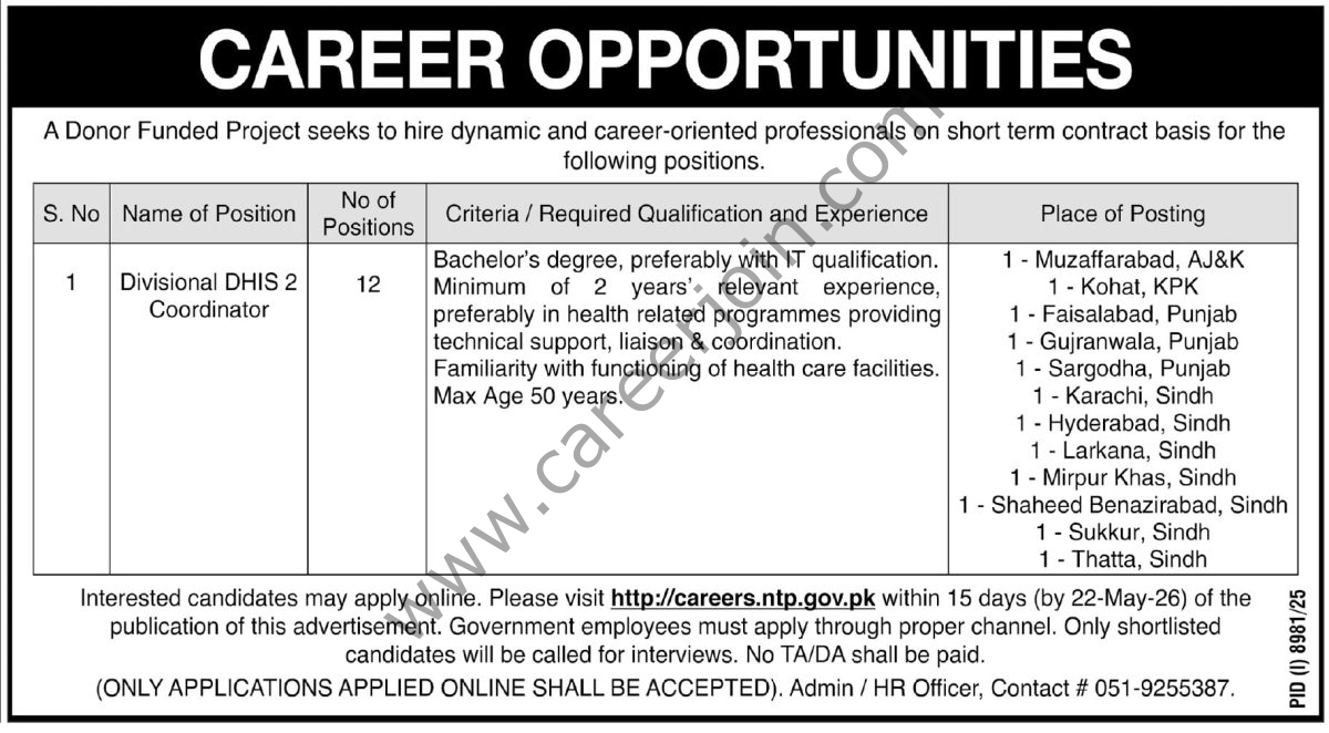 Donor Funded Project Jobs 08 May 2026 Express Tribune