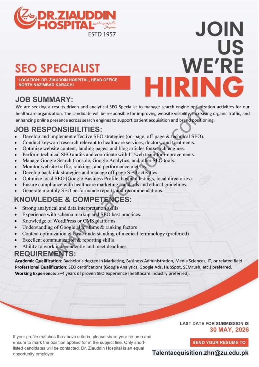 Dr Ziauddin Hospital Jobs SEO Specialist 1