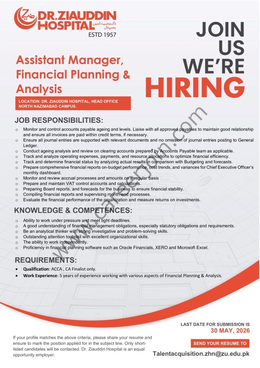 Dr Ziauddin Hospital Jobs May 2026 2
