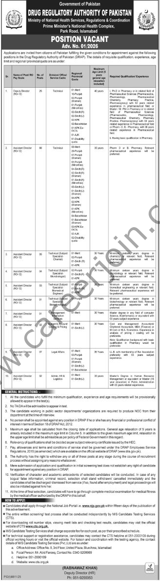 Drug Regulatory Authority of Pakistan DRAP Jobs 02 May 2026 Express Tribune 1