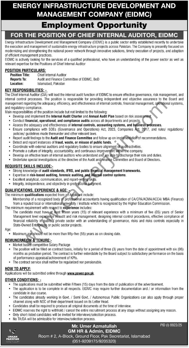 Energy Infrastructure Development & Management Co EIDMC Jobs 03 May 2026 Express Tribune 1