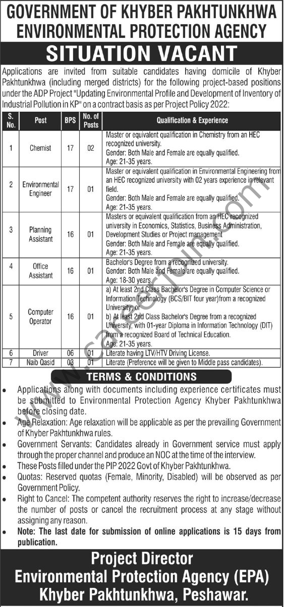 Environment Protection Agency KPK Jobs 15 May 2026 Express Tribune 1