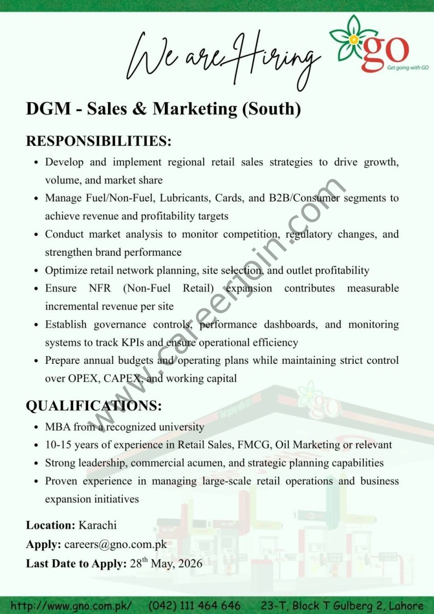 Gas & Oil Pakistan Jobs DGM Sales & Marketing 1