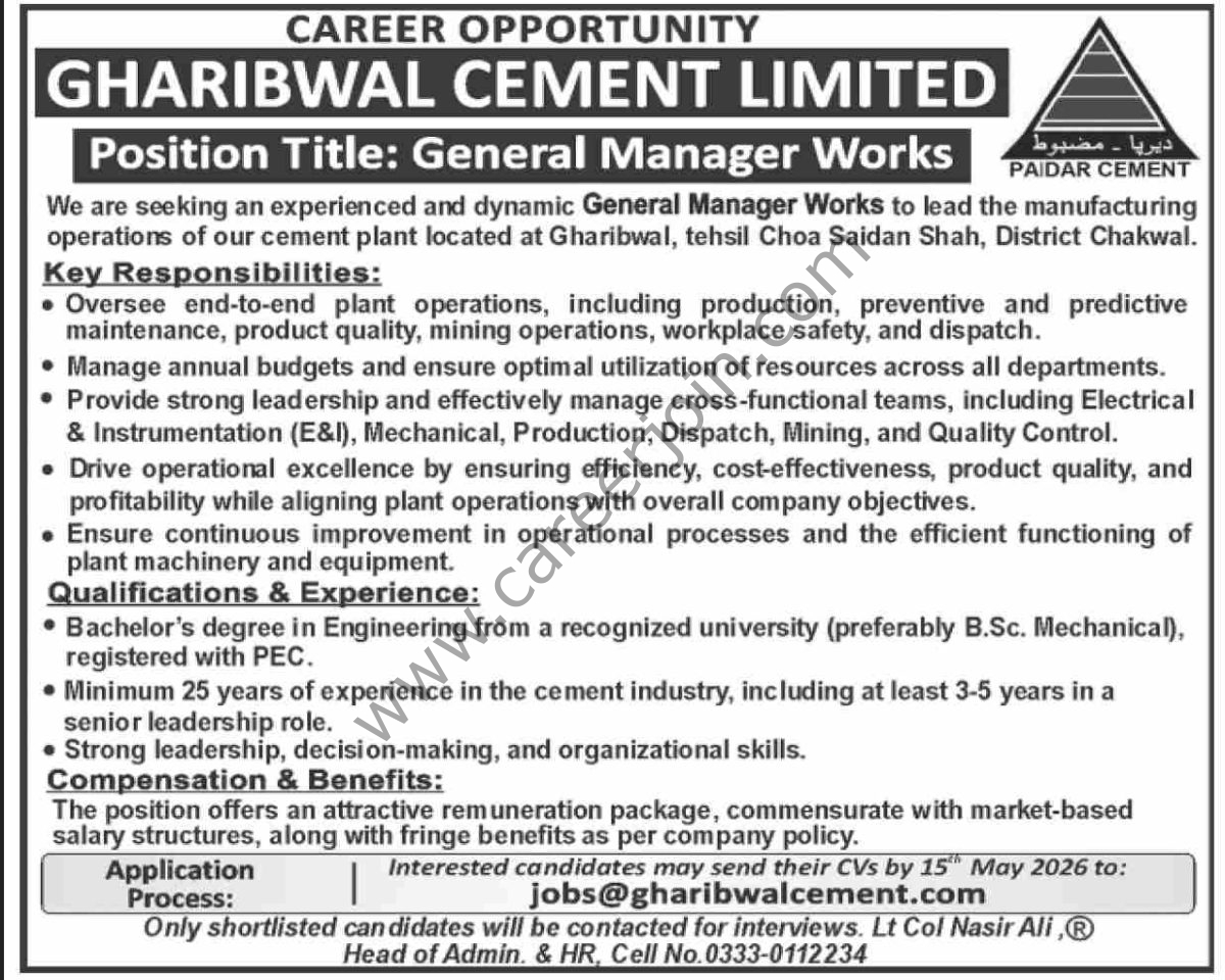 Gharibwal Cement Limited Jobs 05 May 2026 Dawn 11