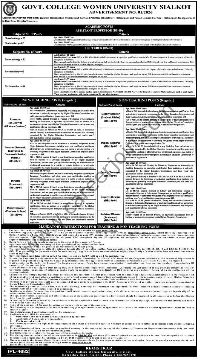 Govt College Women University Sialkot Jobs 12 May 2026 Express Tribune 1