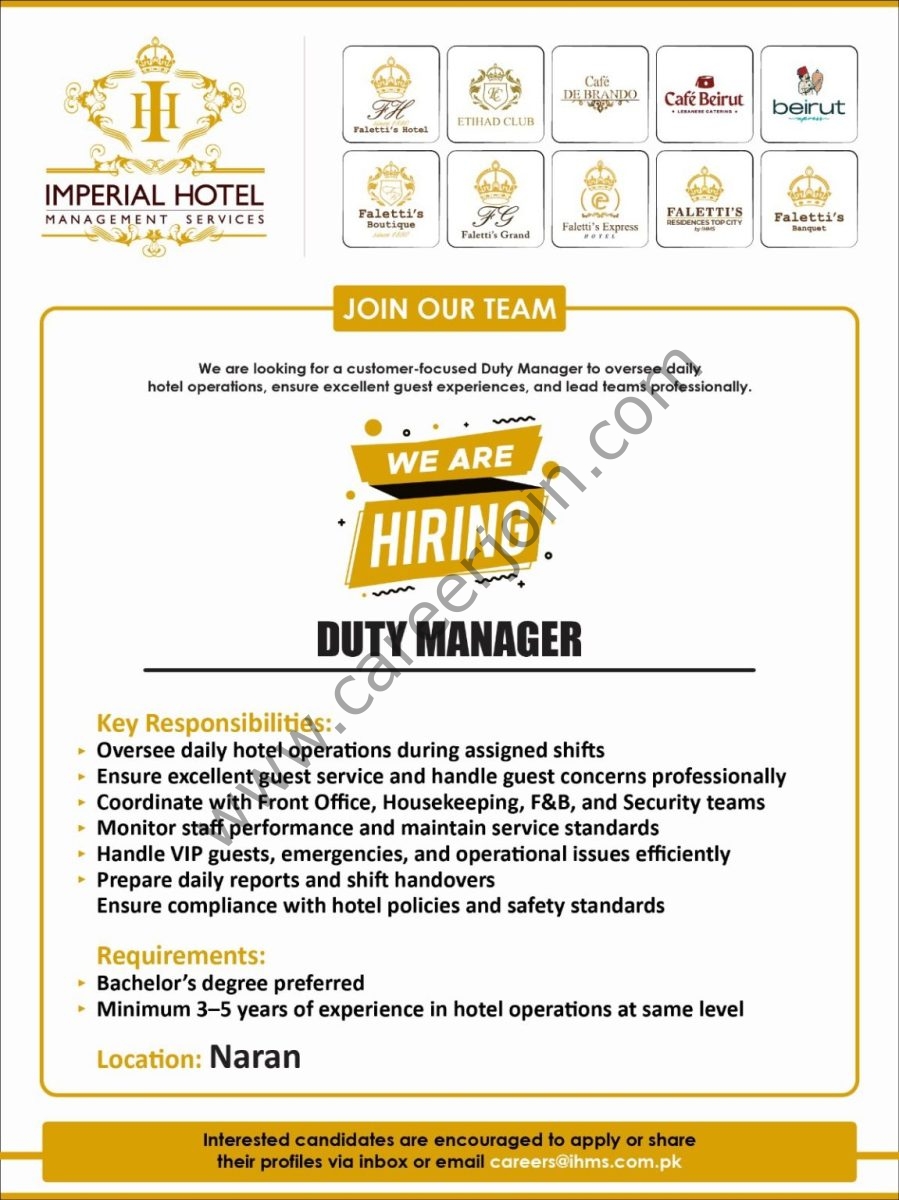 Imperial Hotel Management Services Jobs May 2026 2