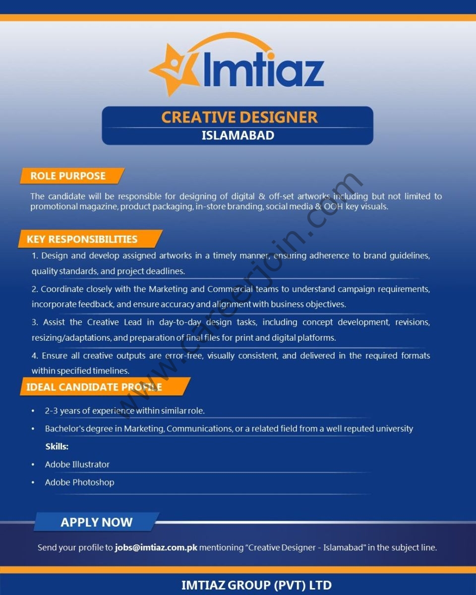 Imtiaz Super Market Jobs Creative Designer 1