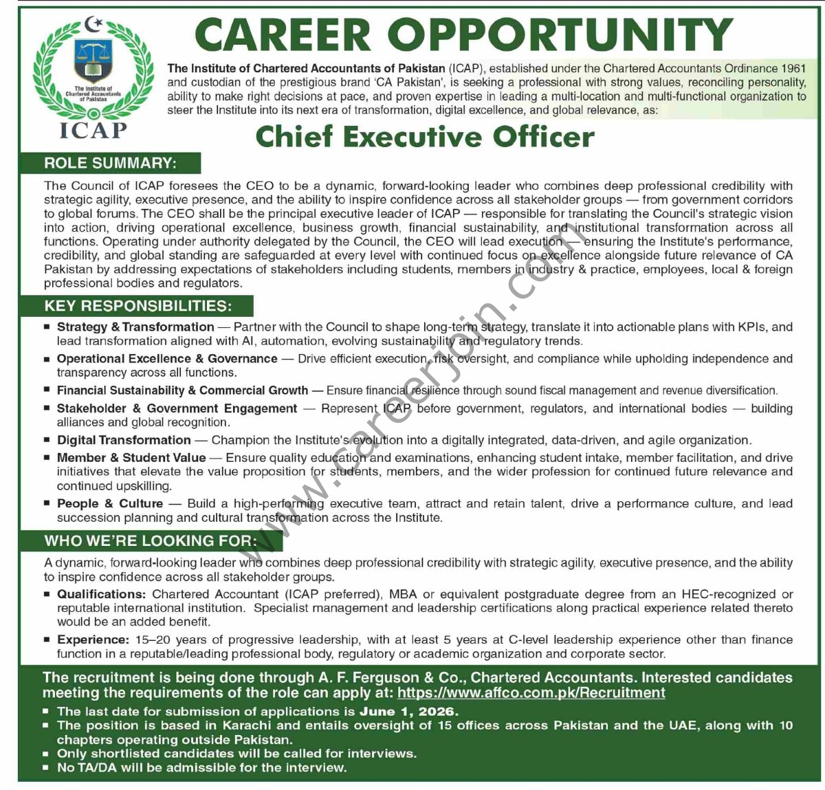 Institute of Chartered Accountats of Pakistan ICAP Jobs 10 May 2026 Dawn 1