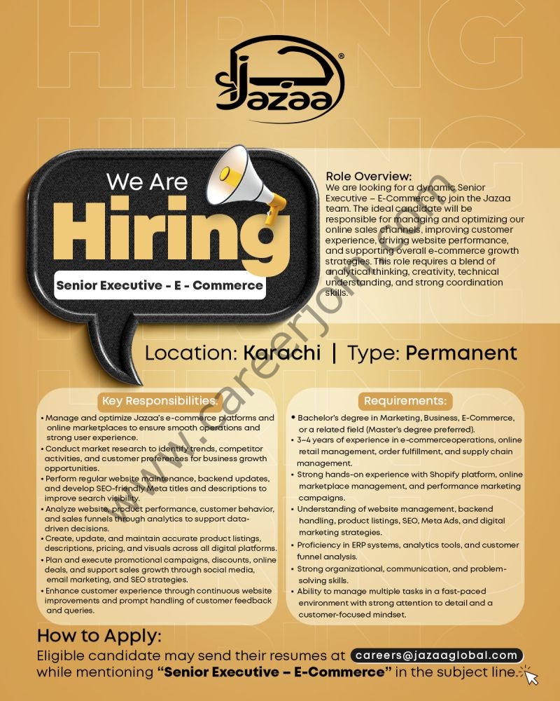 Jazaa Foods Pvt Ltd Jobs Senior Executive E-Commerce 1