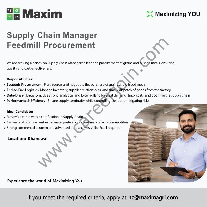 Maxim Agri Pvt Ltd Jobs Supply Chain Manager 1