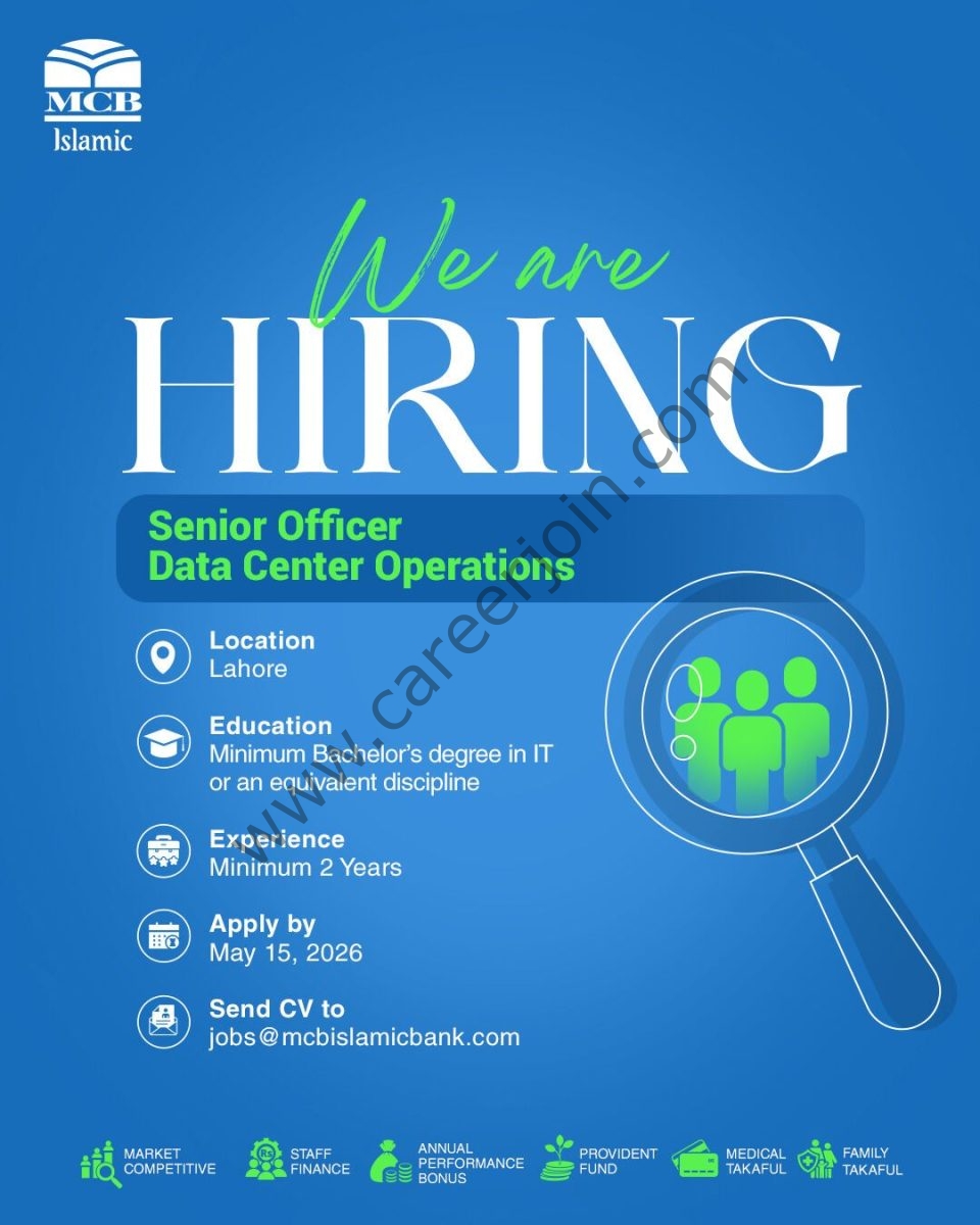 MCB Islamic Bank Jobs Senior Officer Data Center Operations 1