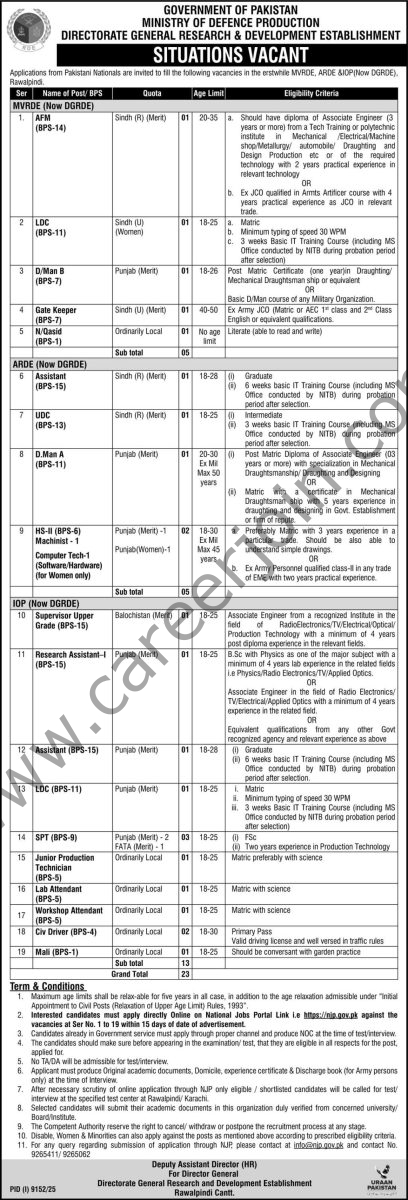 Ministry of Defence Production Jobs 15 May 2026 Express 1