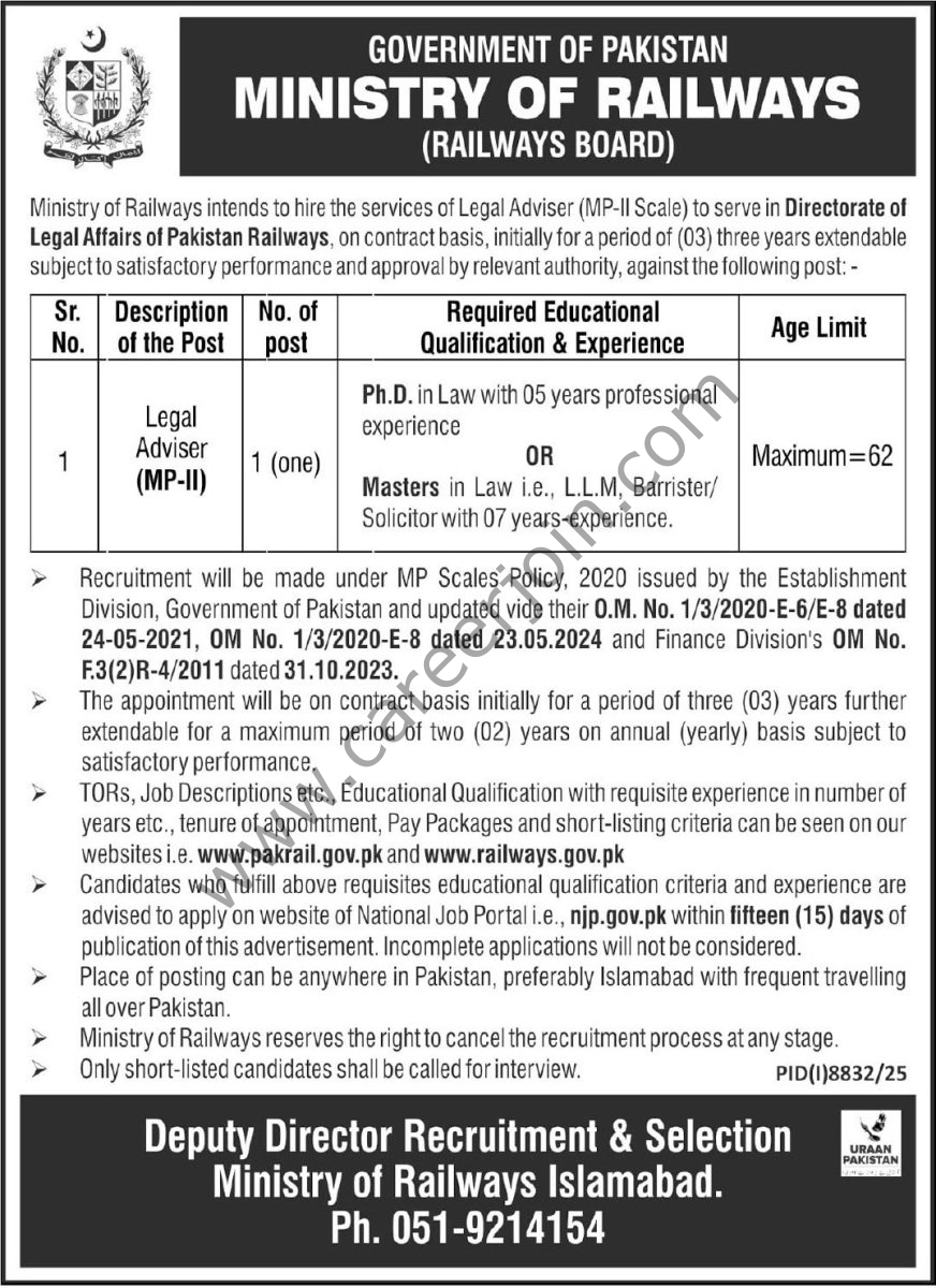 Ministry of Railways Jobs 03 May Express Tribune 1