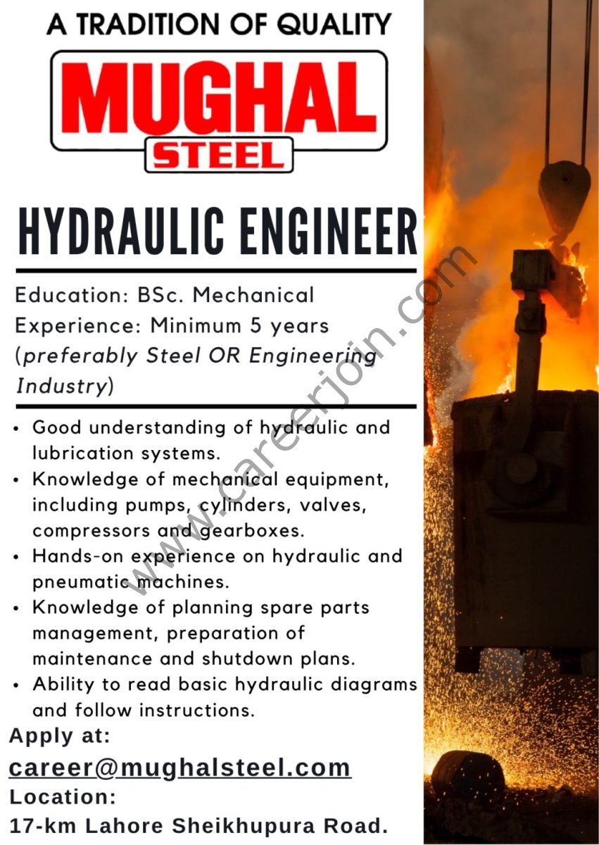 Mughal Steel Jobs Hydraulic Engineer 1