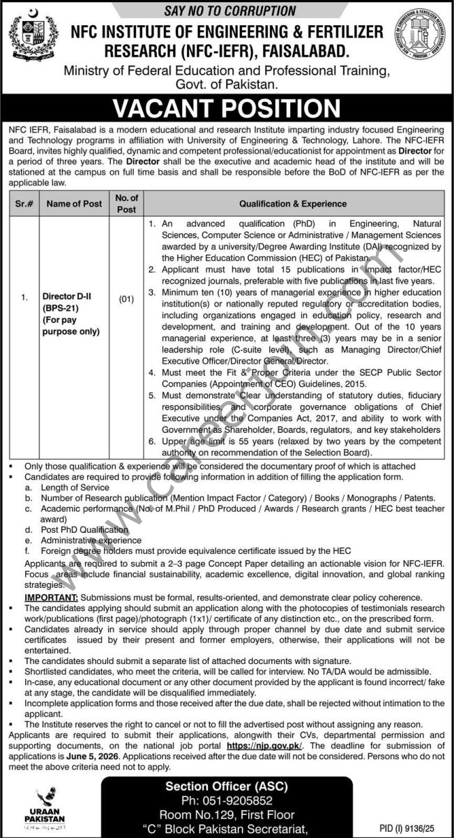 NFC Institute of Engineering & Fertilizer Jobs 15 May 2026 Express 1