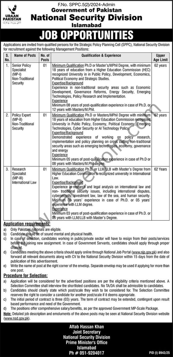 National Security Divison Jobs 08 May 2026 Nawaiwaqt 1