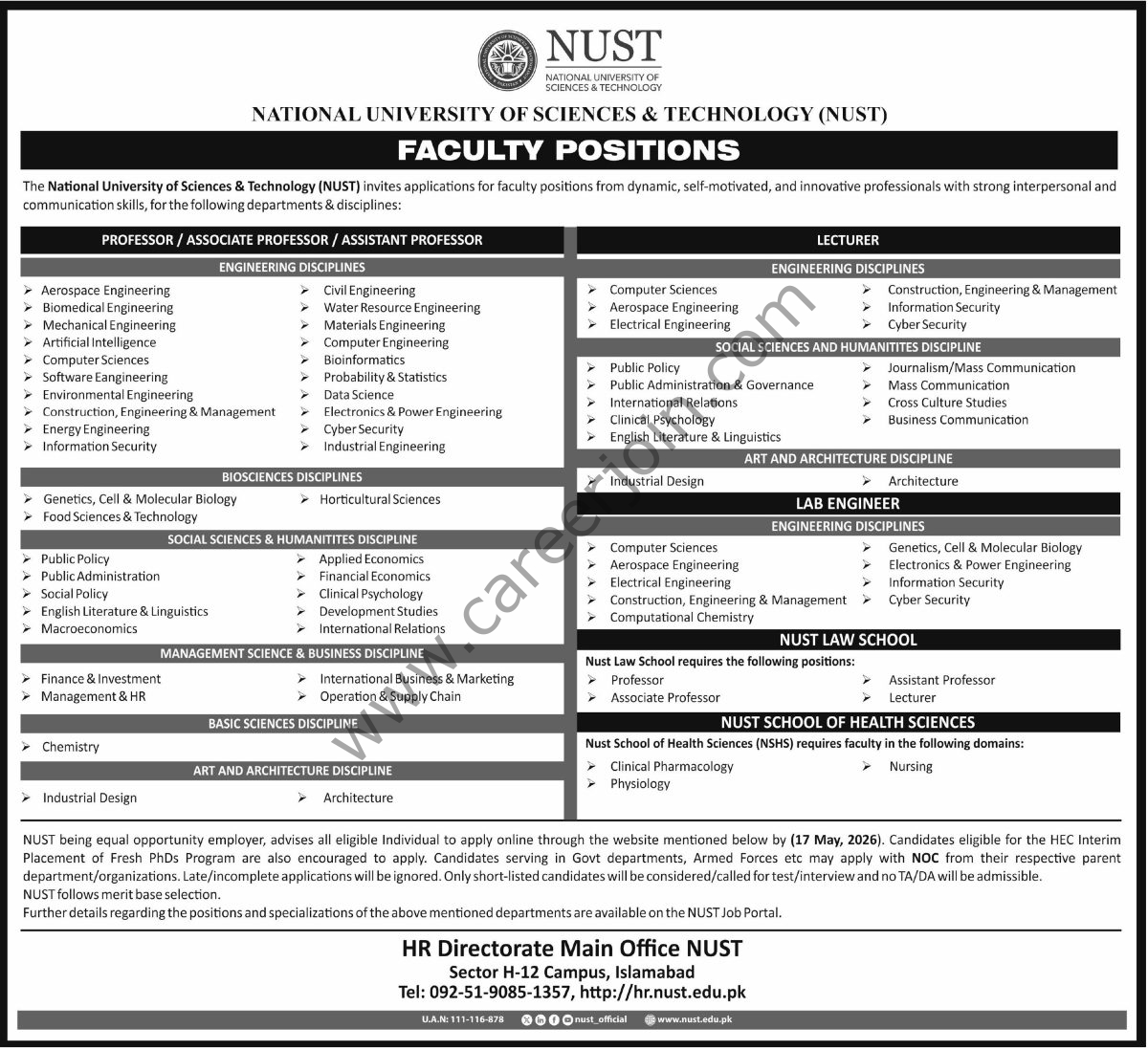 Nust National University of Sciences & Technology Jobs 03 May 2026 Express Tribune 1