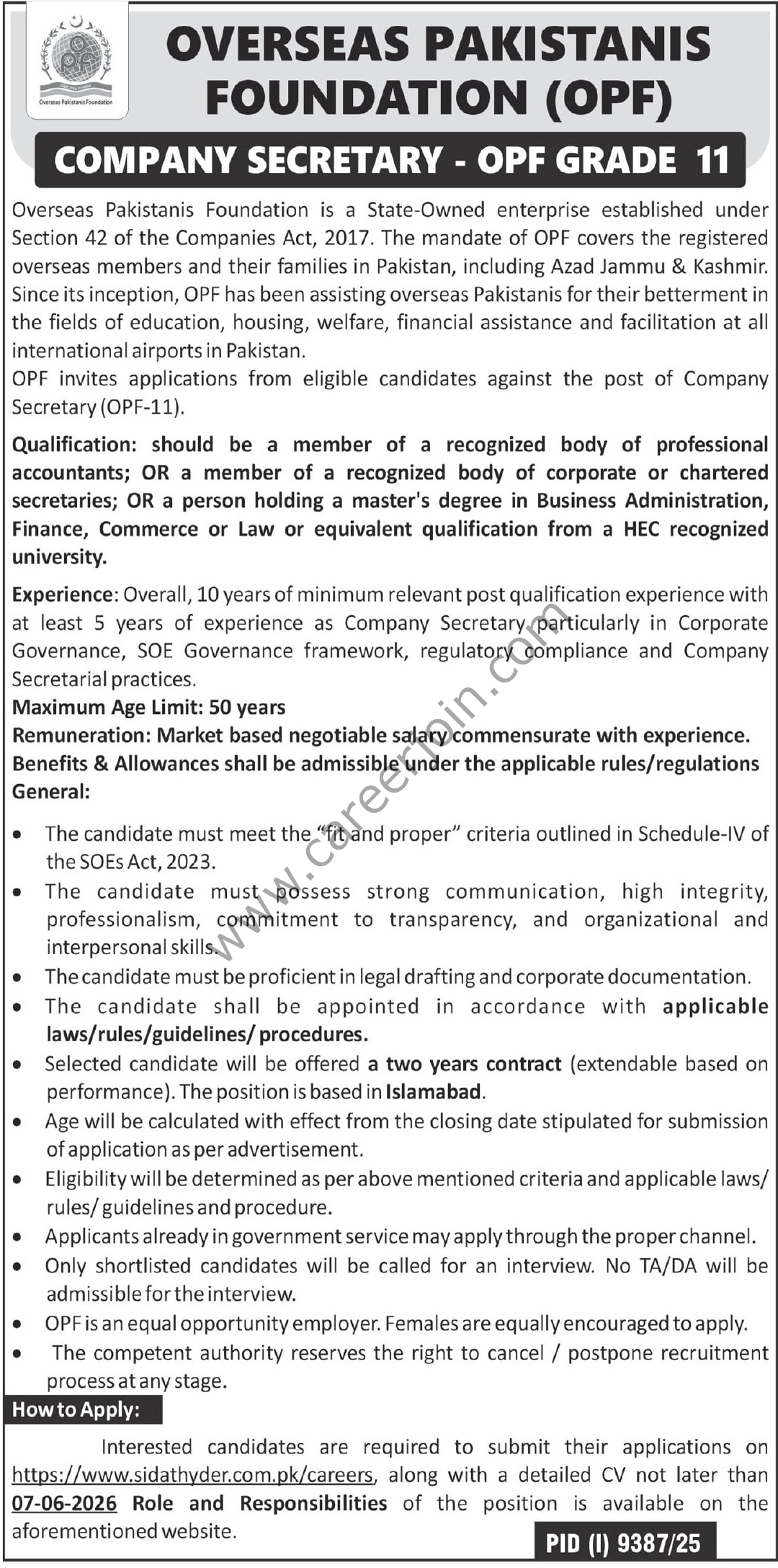 Overseas Pakistanis Foundation OPF Jobs 21 May 2026 Express Tribune 1