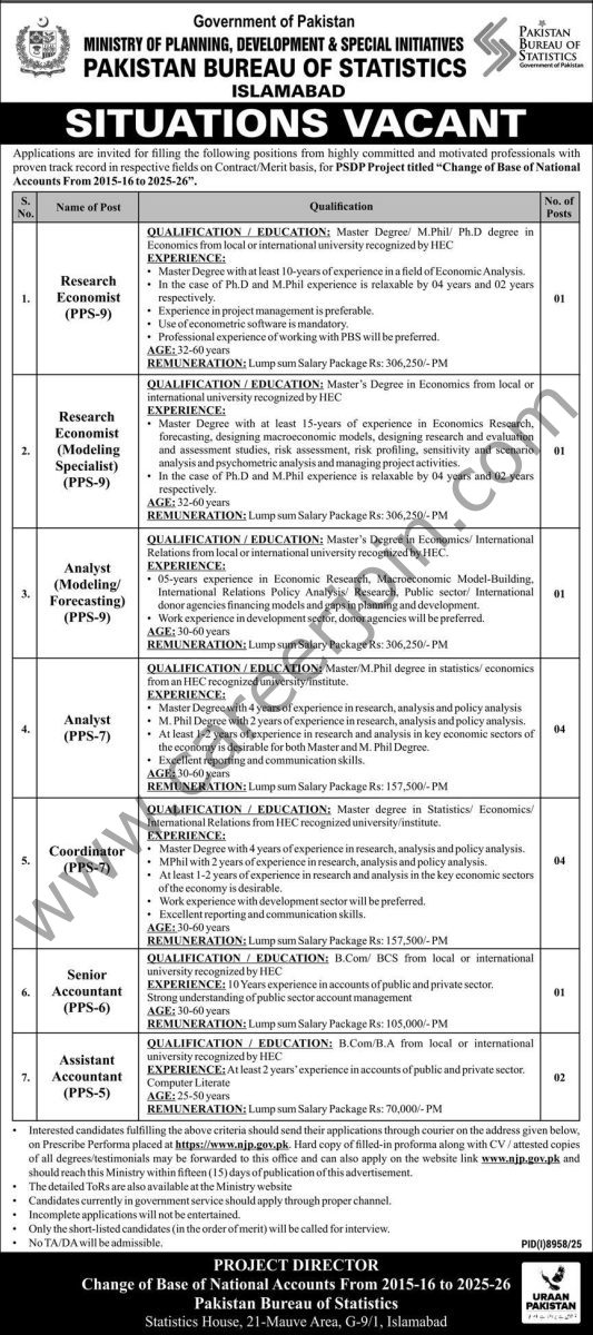 Pakistan Bureau of Statistics Jobs 07 May 2026 Express 1