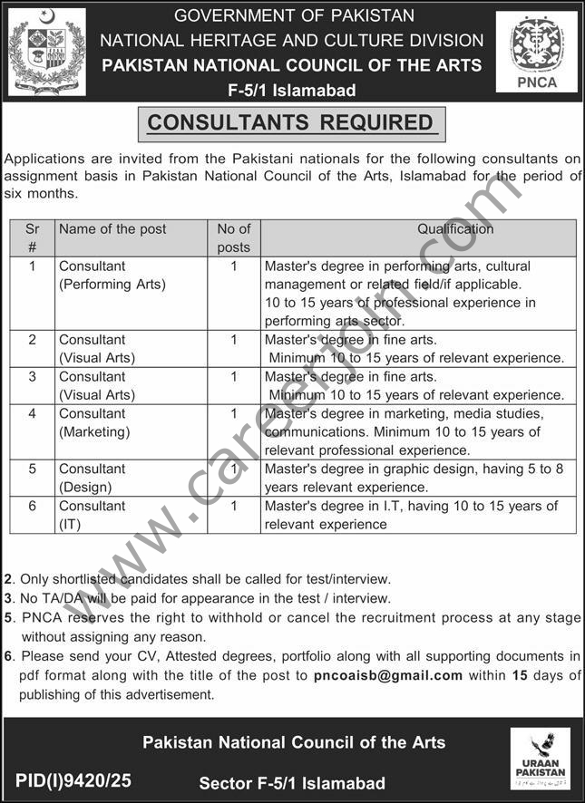 Pakistan National Council of Arts Islamabad Jobs 23 May 2026 Express 1