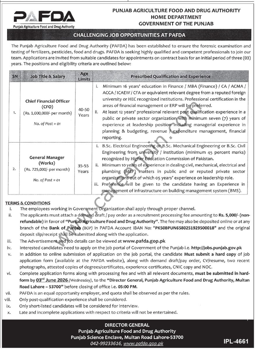 Punjab Agriculture Food & Drug Authority PAFDA Jobs 08 May 2026 Express Tribune 1