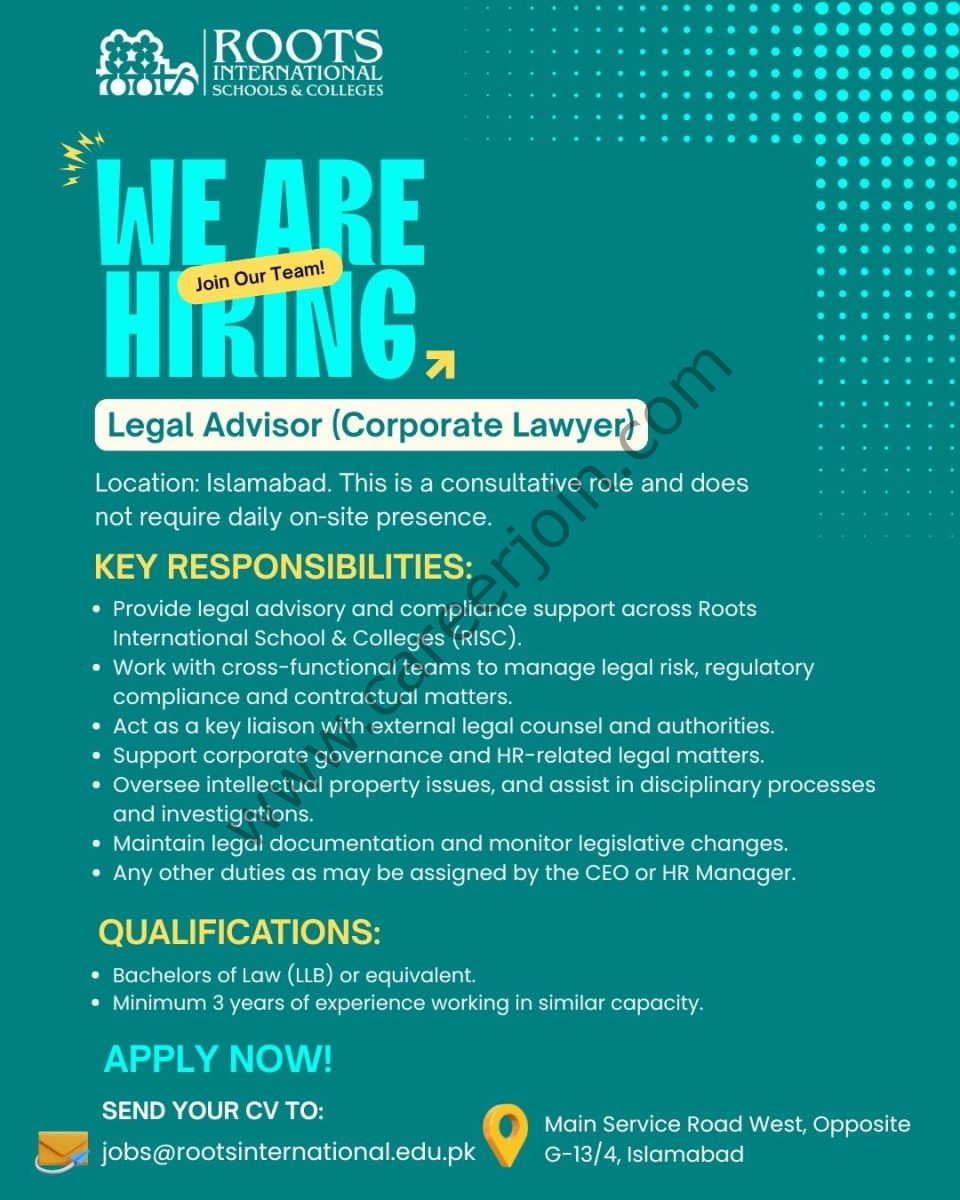 Roots International Schools & Colleges Jobs Legal Advisor (Corporate Lawyer) 1