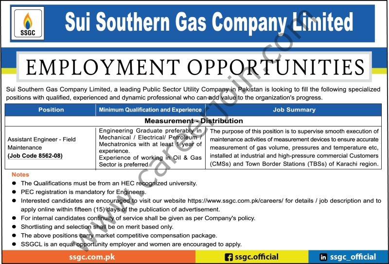Sui Southern Gas Co Ltd SSGC Jobs 03 May Express Tribune 1