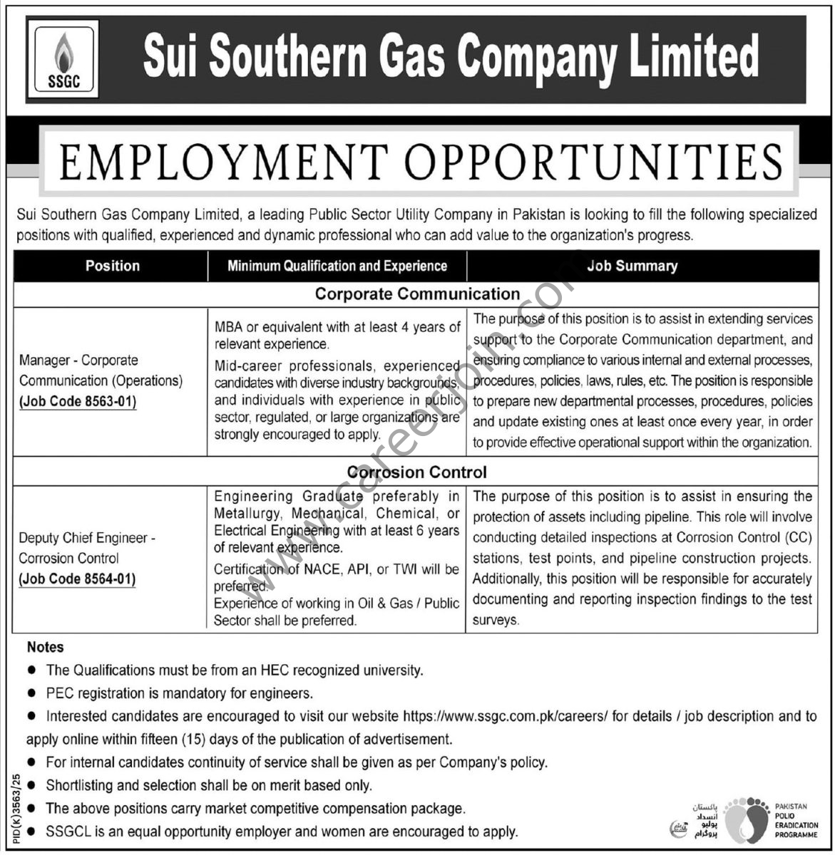 Sui Southern Gas Co Ltd SSGC Jobs 17 May 2026 Express Tribune 1