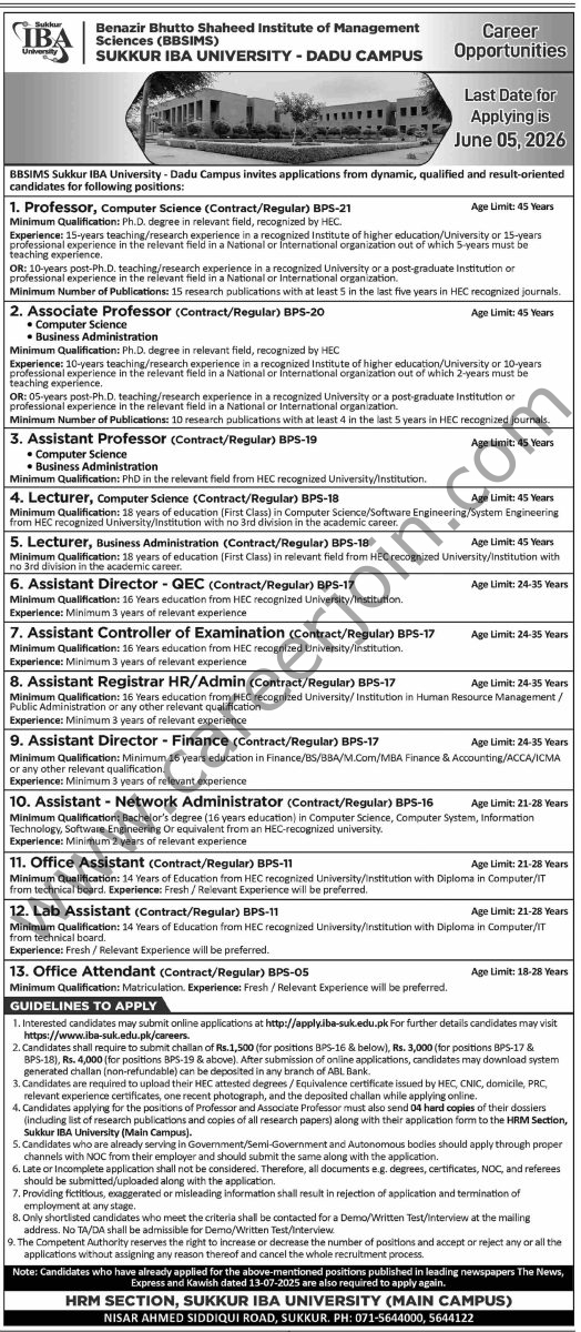Sukkur IBA University Jobs 10 May 2026 Dawn 05 4