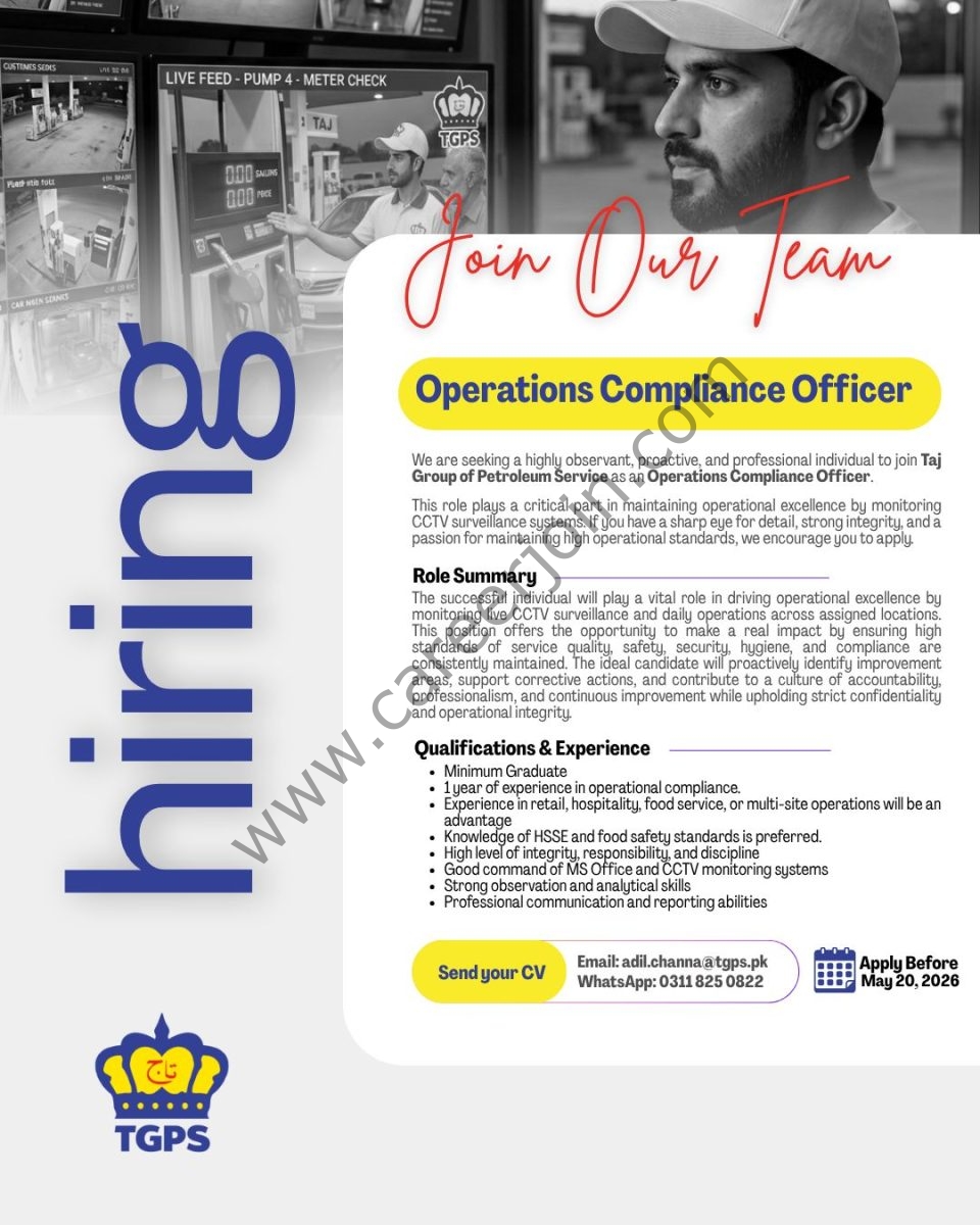 Taj Group of Petroleum Service Jobs Operations Compliance Officer 1