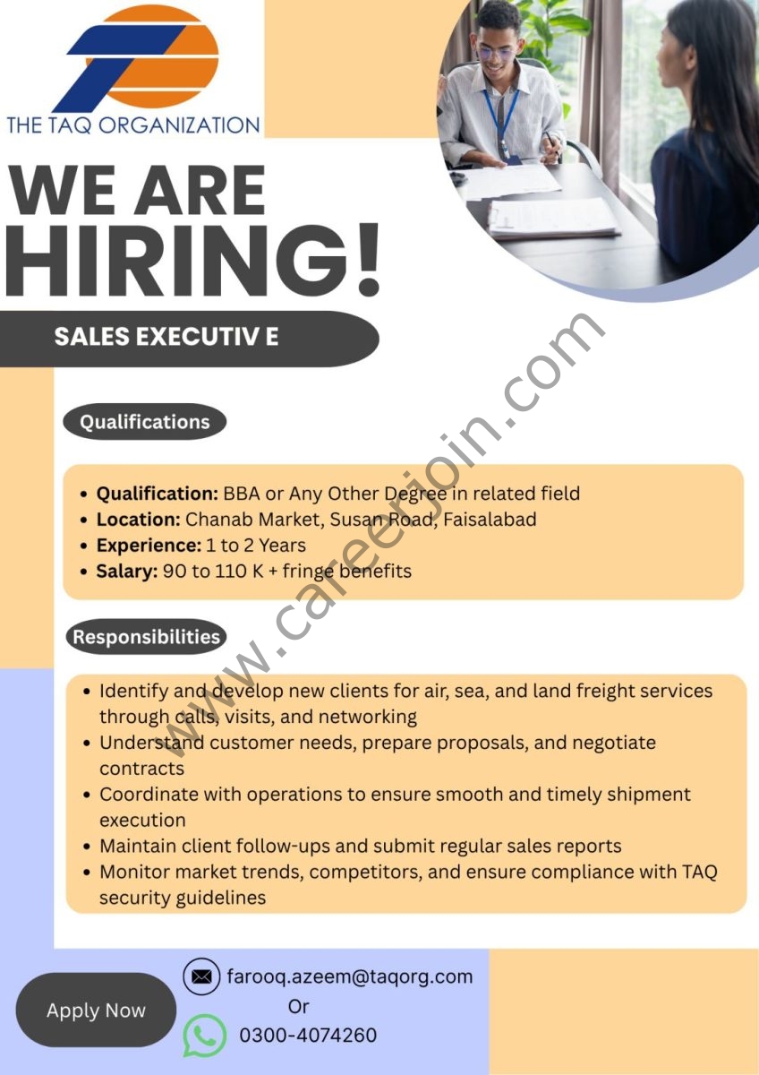 The TAQ Organization Jobs Sales Executive 1
