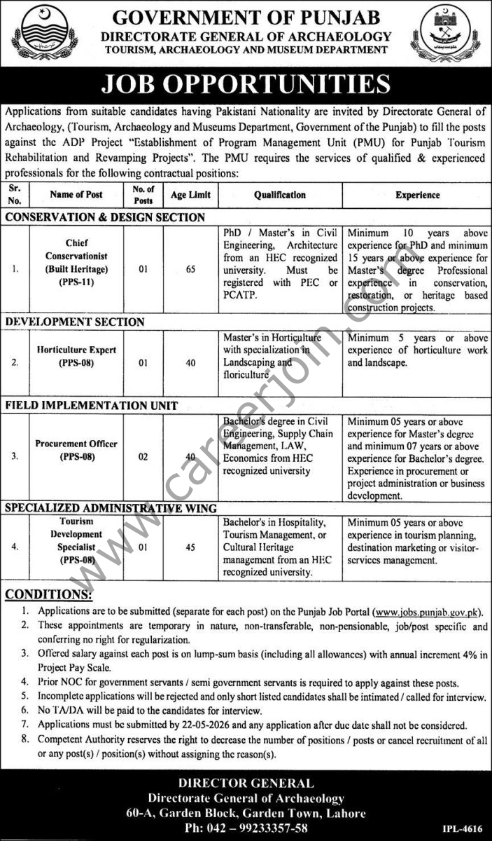 Tourism Archaeology & Museum Department Jobs 09 May 2026 Express 1