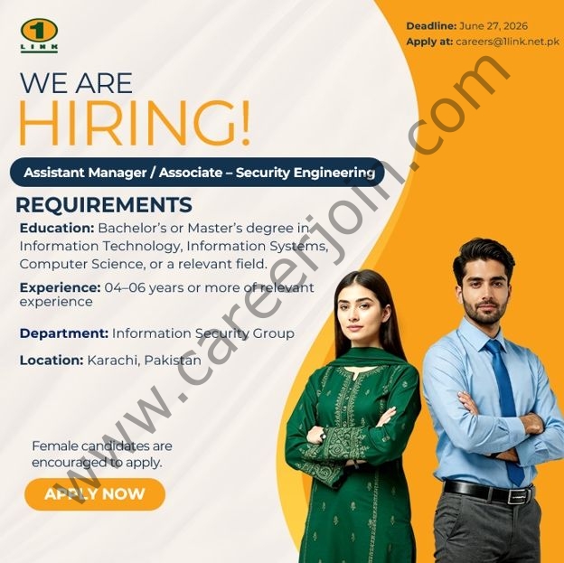 1Link Pvt Ltd Jobs Assistant Manager / Associate Security Engineering 1