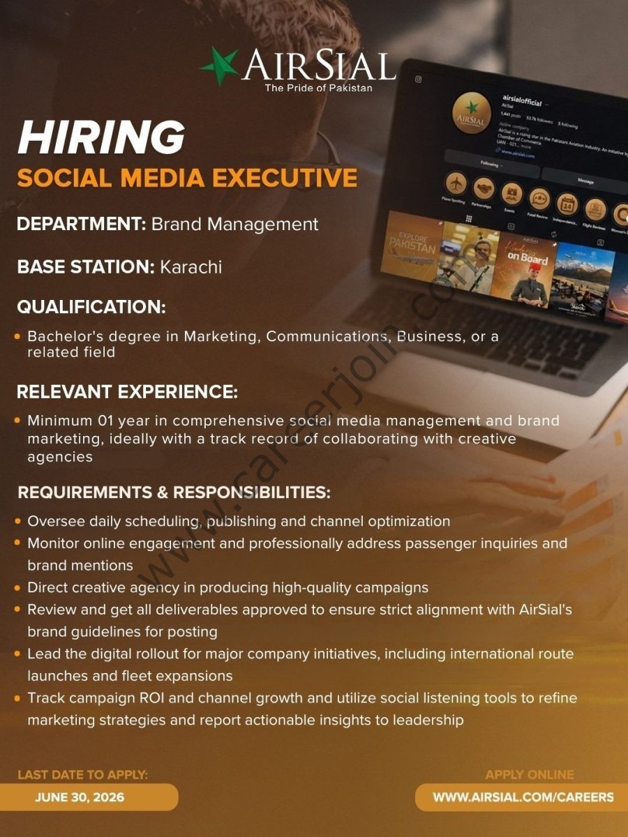AirSial Limited Jobs Social Media Executive 1