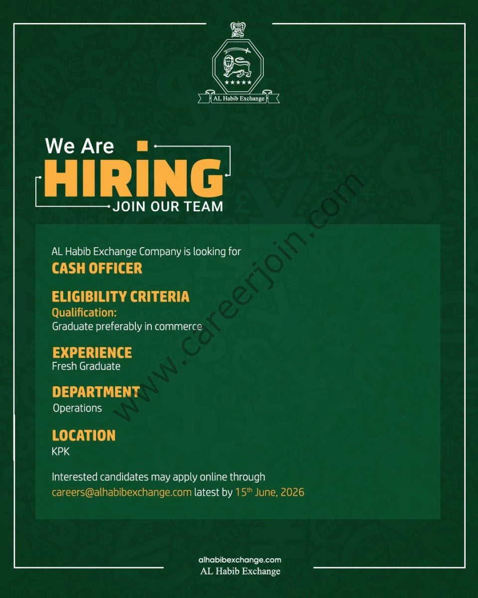 AL Habib Exchange Company Jobs Cash Officer 1