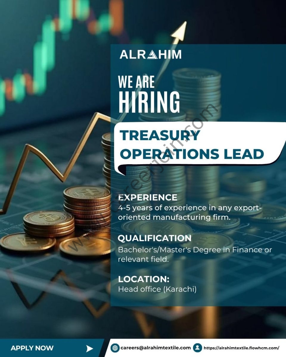 Al Rahim Textile Industries Jobs Treasury Operations Lead  1