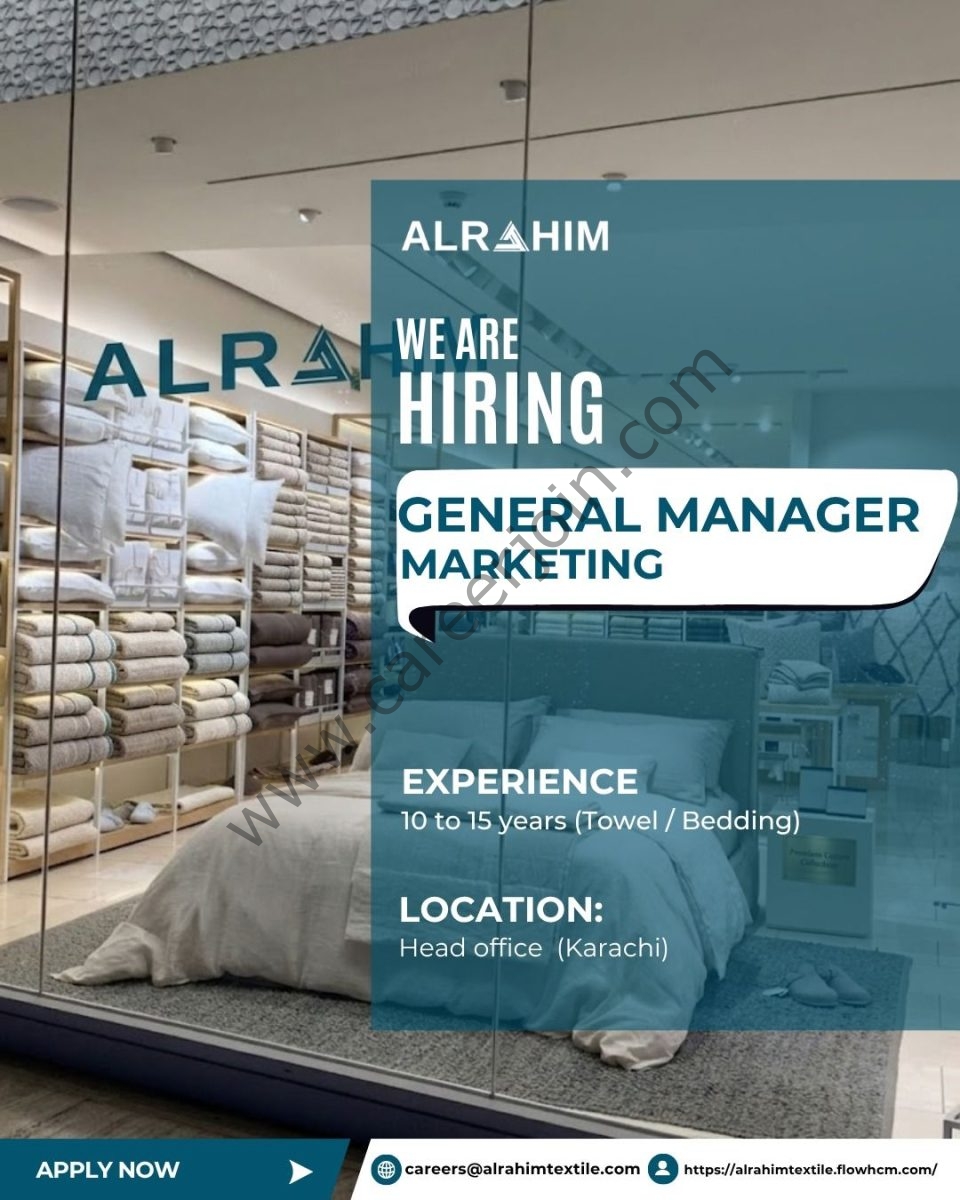Al Rahim Textile Industries Jobs General Manager Marketing 1
