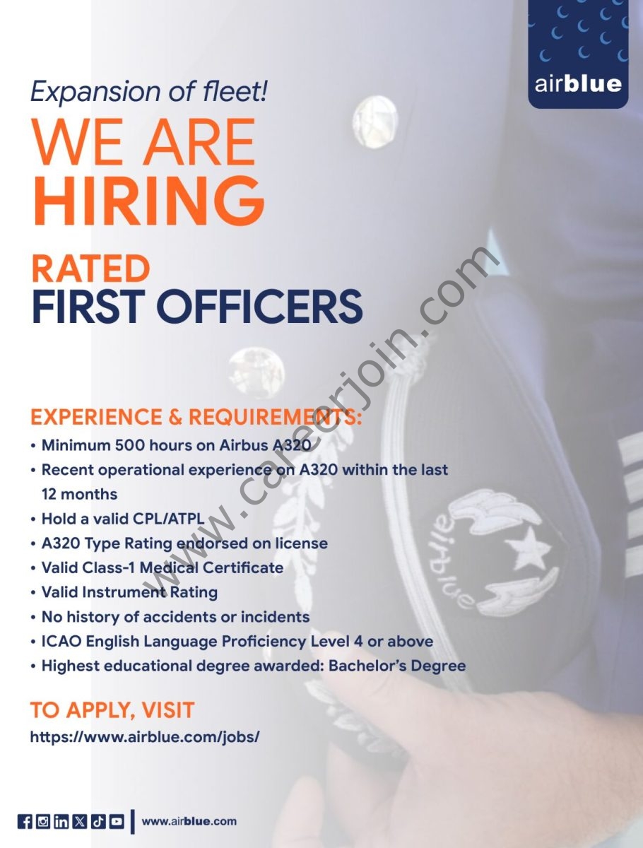 Airblue Pakistan Jobs First Officers 1