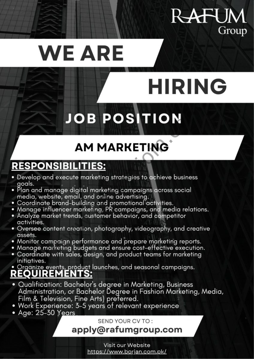 BORJAN Pvt Ltd Jobs AM Marketing  1