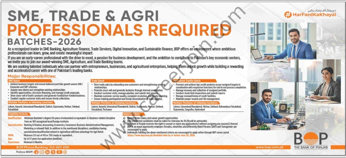Bank of Punjab BOP Jobs 14 June 2026 Dawn 1