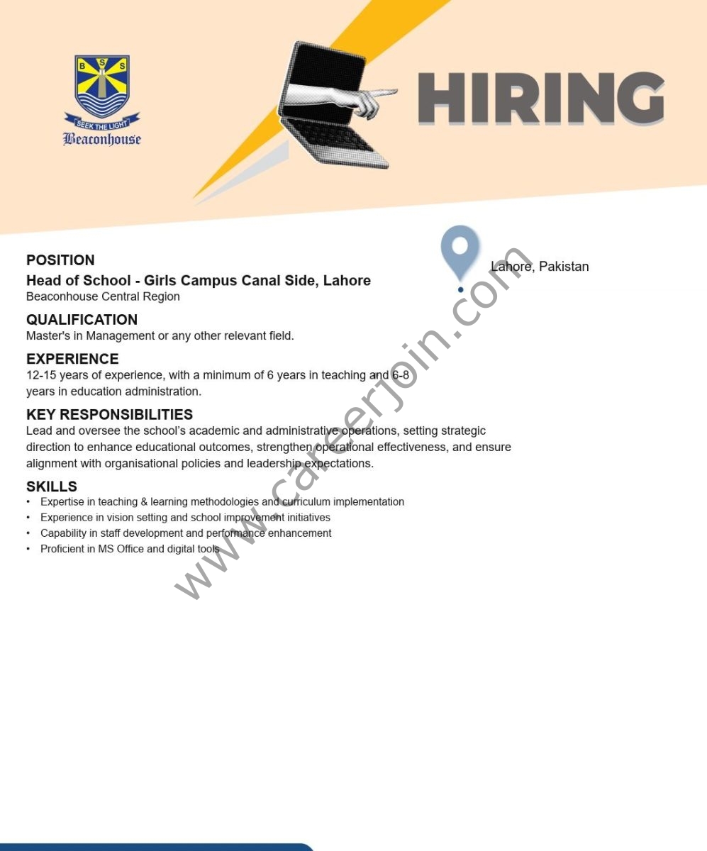 Beaconhouse Group Jobs Head of School  1