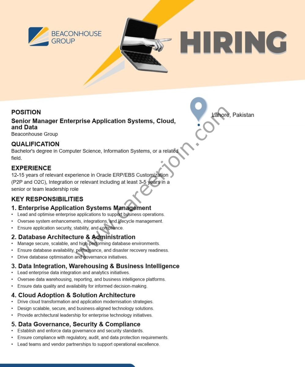 Beaconhouse Group Jobs Senior Manager Enterprise Application Systems 1