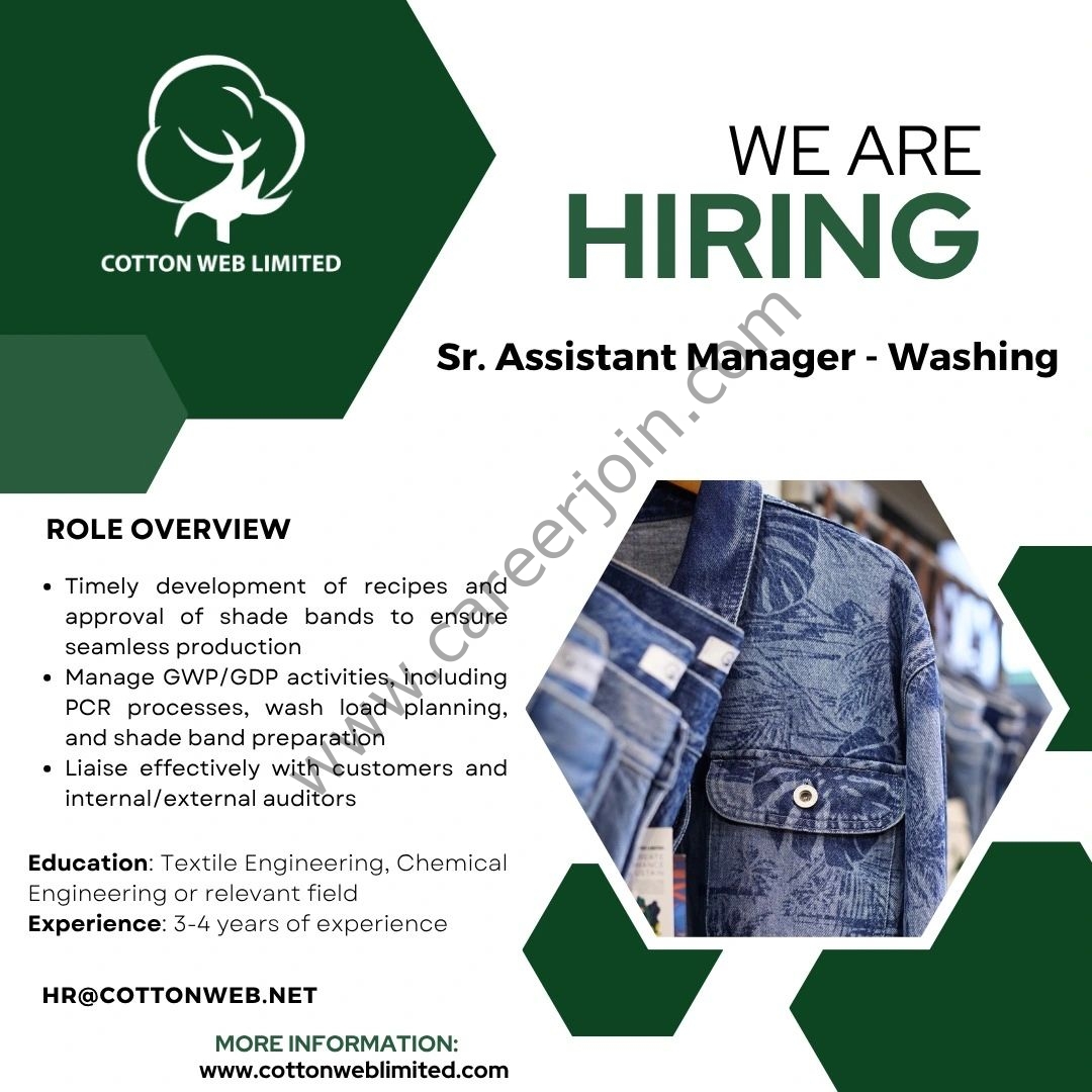 Cotton Web Limited Jobs Sr Assistant Manager Washing 1