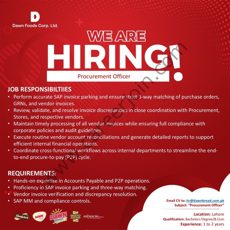 Dawn Foods Corporation Ltd Jobs Procurement Officer 1