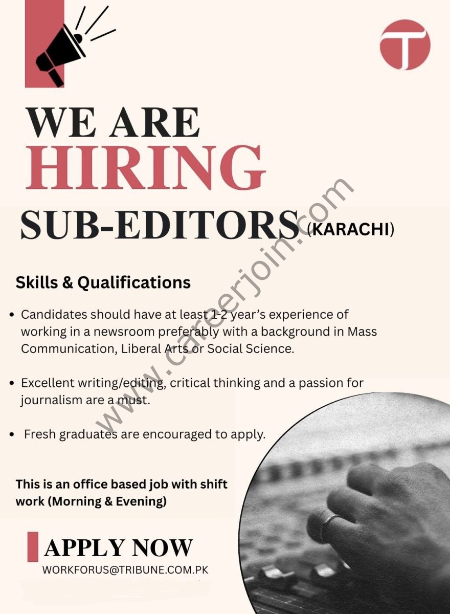 The Express Tribune Jobs Sub Editors 1