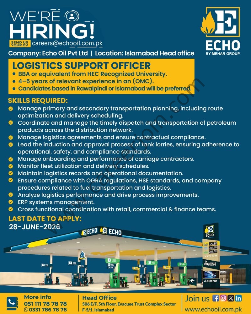Echo Oil Pvt Ltd Jobs Logistics Support Officer 1