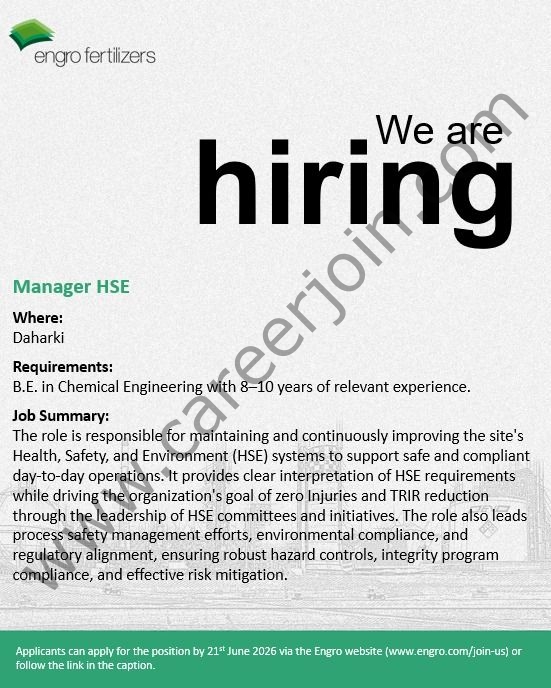 Engro Fertilizers Jobs June 2026 3