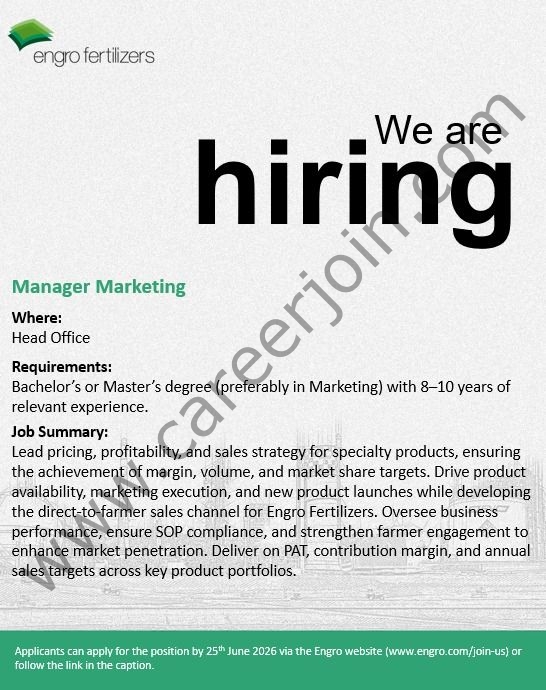 Engro Fertilizers Jobs Manager Marketing 1