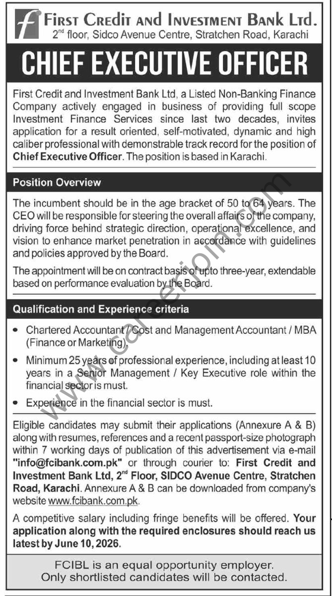 First Credit & Investment Bank Ltd Jobs 31 May 2026 Dawn 1